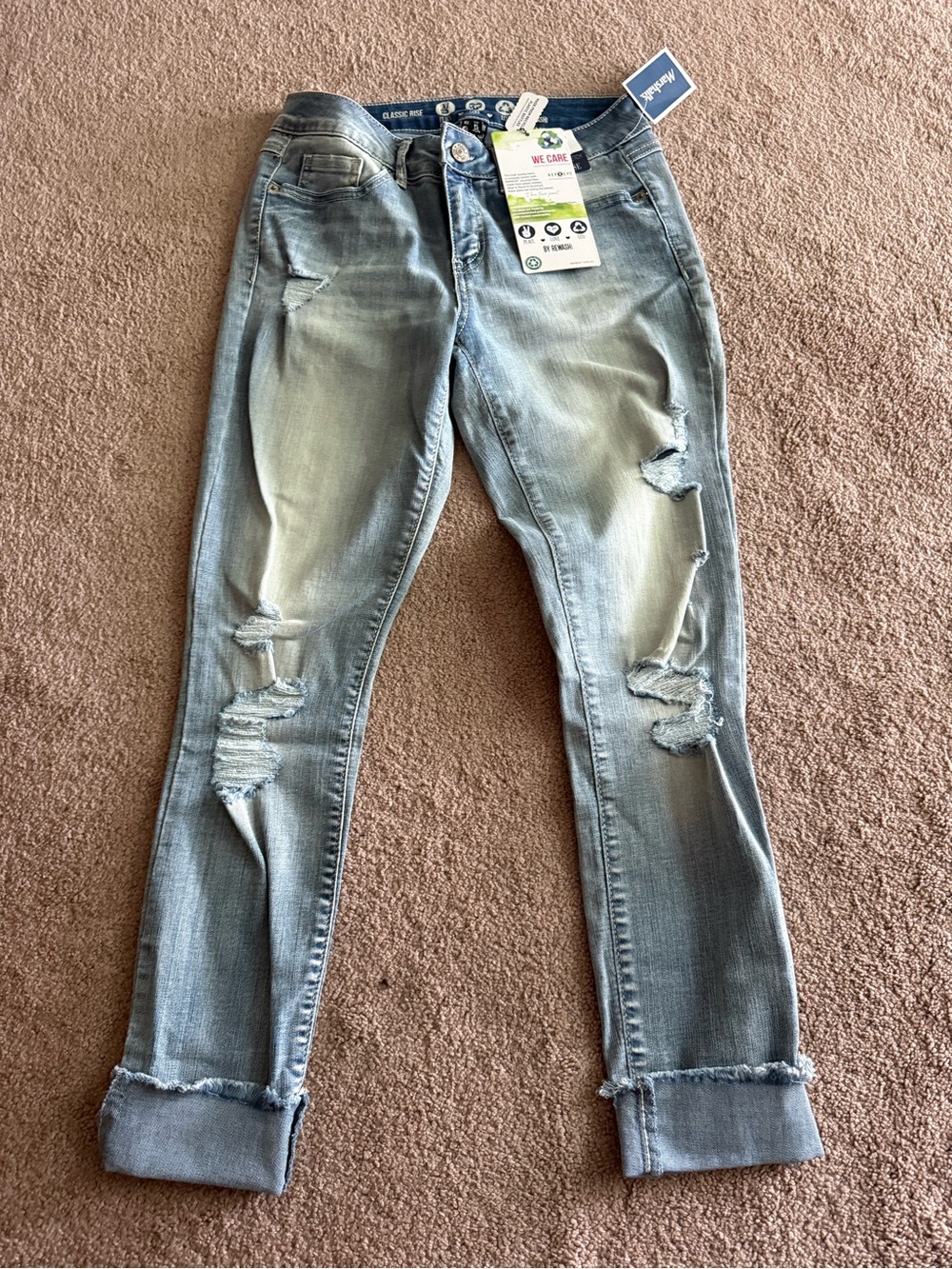 Women’s Light Blue Distressed Jeans - Rewash